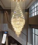 Flashing God 40''X90 Large Crystal Chandelier for High Ceiling Modern Crystal Raindrop Chandeliers Lighting Round Ceiling Light Entryway Staircase Foyer Villa LED Dimmable 2700-6000K by CozyNest Decor