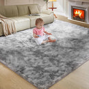 Ultra Soft Rug for Living Room, 4X6 Fluffy Shag Area Rug for Bedroom, Modern Shaggy Carpets Fuzzy Rug for Teens Dorm Nursery Home Decor Aesthetic, Upgrade Anti-Skid Durable, Tie-Dyed Light Grey by TinyTreasures Baby Boutique