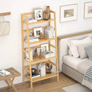 Homykic Bamboo Bookshelf 4-Tier Ladder Shelf, 49.2” Freestanding Open Bookcase Book Shelf Bathroom Storage Shelf Unit Plant Stand for Small Space, Bedroom, Living Room, Home Office, Natural by CozyNest Decor