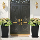 FENCY Set of 2 Tall Planters for Outdoor Plants, 24 Inch Large Tapered Pots with Drainage Trays, Weather-Resistant Plastic Plant Containers for Patio, Porch, Garden, Front Door Decor,Black by CozyNest Decor
