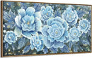 Large Blue Wall Art Decor Modern Framed Wall Picture for Living Room Bedroom Office Decor Floral Canvas Art Prints Botanical Wall Picture Abstract Peony Flower Horizontal Artwork Ready to Hang 48x24 by CozyNest Decor