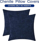 CaliTime Throw Pillow Covers Decorative 16 X 16 Inches Pack of 2 Cozy Chenille Cushion Cases for Couch Sofa Bed Living Room Home Navy Blue by CozyNest Decor