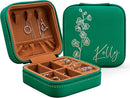 Custom Leather Jewelry Box w/Name & Birth Flower Month - Birthday Gifts for Women, Personalized Jewelry Travel Case - Customized Jewelry Organizer Box, Mom Birthday Gifts - Emerald by TinyTreasures Baby Boutique