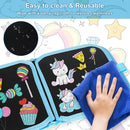 Erasable Doodle Set for Kids - Magic Drawing Book With 12 Watercolor Pens, 14 Page Reusable Drawing, Road Trip Car Game Writing Painting Set for Boys and Girls by TinyTreasures Baby Boutique