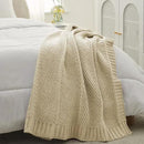 Amélie Home Chenille Knit Throw Blanket for Couch, Chevron Texture Decorative Soft Blanket for Sofa, Bed & Chair, 60"x80", Beige by CozyNest Decor