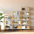 4NM No Assembly Foldable Bookshelf, 4-Shelf Collapsible Bookcase Storage for Small Spaces, 54" H, White and Golden by CozyNest Decor