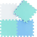 qqpp EVA Rubber 18 Tiles Interlocking Puzzle Foam Floor Mats - Baby Play Mat for Playing | Exercise Mat for Home Workout. White, Blue, Green. QC-AGHb18N by TinyTreasures Baby Boutique