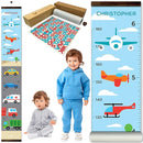 WISE OWL Personalized Growth Chart for Kids - Height Wall Chart for Boys with Peel & Stick Letters for Name - Hanging Canvas Wall Measurement Height Tracker for Baby Gift (Vehicles) by TinyTreasures Baby Boutique