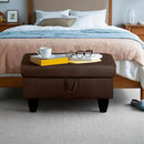 Ottoman Rectangular Storage Ottoman Bench, Flannel Footrest Stool Footstool with Lid for Living Room, Bedroom, Entryway, Chocolate, 28.5"x19"x17.5" by CozyNest Decor