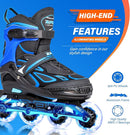 2PM SPORTS Vinal Girls Adjustable Flashing Inline Skates, All Wheels Light Up, Fun Illuminating Skates for Kids Men Adult Women and Boys by TinyTreasures Baby Boutique