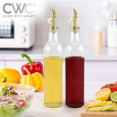 COOK WITH COLOR Glass Olive Oil Dispenser Bottle - 2 Pack, 17 oz Cruet - Elegant Carafe Decanter with Spout for Kitchen, Suitable for Vinegar, Coffee Syrups & Other Liquids by CozyNest Decor