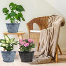 3 Pack Flower Pots Outdoor 11 Inch Plant Pots Indoor, Large-Plastic-Plant-Flower-Planters-Pots with Drainage Hole & Tray, Modern Decorative Garden Pot with Saucer(Brown) by CozyNest Decor