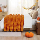 Cozy Bliss Fall Harvest Faux Fur Throw Blanket for Couch, Cozy Warm Plush Striped Blanket for for Decorating Couch Sofa Bedroom Living Room,50 * 60 Inches Burnt Orange by CozyNest Decor