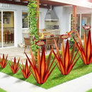 Large Tequila Rustic Sculpture, Rustic Metal Agave Plants for Outdoor Patio Yard, Home Decor Hand Painted Metal Agave Garden Yard Statue, Outdoor Lawn Ornaments (Red - L (W/Bird Feeder)) by CozyNest Decor