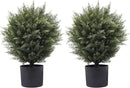 21” Artificial Cedar Outdoor Artificial Shrub Sunlight Resistant Leafy Potted Plant for Indoor Porch of Home and Office Artificial Outdoor Tree 2 Pieces a Set Topiary Trees by GreenHaven Gardens