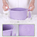 Small Purple Basket, Cute Woven Gift baskets with Cellophane Wrap set for Girl, Decorative Cotton Rope Container Bin, Little Makeup Brushes Holder for Bathroom Counter, Vanity, Cosmetics – lavender by TinyTreasures Baby Boutique