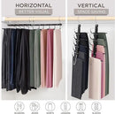 MORALVE Pants Hangers Space Saving - 2 Pack European Beechwood Scarf and Jean Hangers - Closet Organizer and Space Saver Pant Rack, Leggings Hanger, and Scarf Holder with 360° Swivel Hook by CozyNest Decor