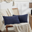 Fancy Homi 2 Packs Navy Blue Lumbar Decorative Throw Pillow Covers 16x32 Inch for Living Room Couch, Rustic Farmhouse Boho Home Decor, Soft Striped Corduroy Rectangle Accent Cushion Case 40x80 cm by CozyNest Decor