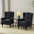 Accent Chair, Upholstered Armchair with Button Tufted High Back & Solid Wood Legs, Comfy Wingback Reading Single Sofa Chair for Small Spaces, Living Room, Bedroom (Blue, Set of 2) by CozyNest Decor