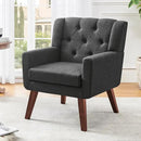 Accent Chair Button-Tufted Upholstered Living Room Chairs Comfy Reading Chair Mid Century Modern Chair with Linen Fabric Lounge Arm Chairs for Living Room Bedroom (Dark Grey) by CozyNest Decor