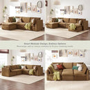 mopio Oversized Modular Sectional Sofa with Fully Removable Covers and Storage, Convertible U, L-Shaped and Sleeper Sectional, Modern Couches with Ottoman Chaise (Hazelnut Velvet, 4 Seats, L) by CozyNest Decor