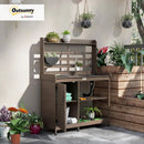 Outsunny Outdoor Wooden Potting Bench Table with Sink and Water Tap, Garden Workstation with Storage Cabinet, Storage Shelves for Backyard, Patio, Balcony, Dark Brown by GreenHaven Gardens