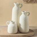 Ceramic Vase Set of 3 with Handle, Neutral Rustic Vases Home Decor Farmhouse Decorative Vase Whitewashed Pottery Decor Modern for Table Mantel Entryway Bookshelf Living Room Kitchen Bedroom - White by GreenHaven Gardens