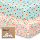 KeaBabies 2-Pack Organic Crib Sheets for Boys, Girls - 52x28 Fitted Crib Mattress Sheet Neutral, Breathable Jersey Cotton Cover for Baby Bed, Toddler Mattress, Soft & Cute Prints (Beach Day) by TinyTreasures Baby Boutique