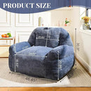 Giant Bean Bag Chair, Faux Fur Bean Bag Chair for Adults, Fluffy and Comfy Bean Bags with Filler, Big Bean Bag Sofa Chair for Reading, Gaming, Stuffed High-Density Foam, Grey by CozyNest Decor