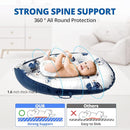Baby Lounger - Baby Lounger for Newborn 0-24 Months, Breathable, Soft Cotton Baby Nest, Portable Infant Lounger for Home & Travel, Newborn Essentials Gift (Blue Elephant) by TinyTreasures Baby Boutique
