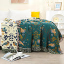 Boho Throw Blanket for Bed Couch 100% Cotton Woven Bed Throws for All Season Lightweight and Soft Cozy Farmhouse Reversible Muslin Decorative Blanket for Travel Picnic, Teal/Cream, 60''x80'' by CozyNest Decor