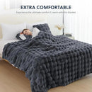 Cozy Faux Fur Throw Blanket for Couch Warm Fuzzy Throw Blanket, Soft Plush Thick Bubble Blankets for Bedroom and Living Room, Furry Luxury Blanket, 50 x 60, Grey by CozyNest Decor