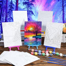 Blosssound 10 Set Pre Printed Canvas Pre Drawn Canvas Painting with Easel Kits 5" x 7" Outline Painting Panels for Beginners, DIY Craft Project, Party Favor, Home Decors(Dream Sky) by TinyTreasures Baby Boutique