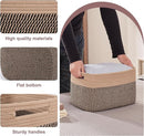 OIAHOMY 4 Pack Storage Baskets for Organizing, Basket for Shelves with Handle, Woven Baskets for Storage Toys, Towels, Books, Cotton Rope Basket 13" L x 9 " W x 7.8 " H, Brown & Black by TinyTreasures Baby Boutique
