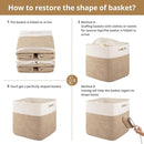 OIAHOMY 13 Kallax Inch Cube Storage Bins, 3-Pack Cotton Rope Woven Baskets for Organizing, Kallax Insert Storage Baskets for Shelves, Baby Nursery, Closet Organizer, 13*13*12.6IN, Brown & White by TinyTreasures Baby Boutique