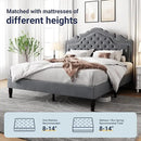 Allewie Queen Size Bed Frame with Adjustable Velvet Tiara Headboard, Upholstered Diamond Button Tufted Platform Bed, Wood Slats Support, No Box Spring Needed, Light Grey by CozyNest Decor