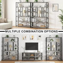 LVB Industrial 6 Tier Bookshelf, Large Tall Open Rustic Vintage Etagere Bookcase, Gray Big Wide Modern Farmhouse Wood and Metal Book Shelf for Home Bedroom Living Room Office Storage, Light Grey Oak by CozyNest Decor
