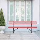 4/6/8 Feet Park Bench for Outside Heavy Duty Metal, Garden Benches Outdoor Bench with Backrest & Portable Frame, for Shopping Malls Stores Parks Patios Decks, Red by GreenHaven Gardens