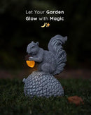 Solar Garden Statue – Hand-Painted Resin Squirrel on Pinecone with Glowing LED Acorn – Charming Yard, Patio & Balcony Decor – Gift for Mom, Grandma & Garden Lovers by CozyNest Decor