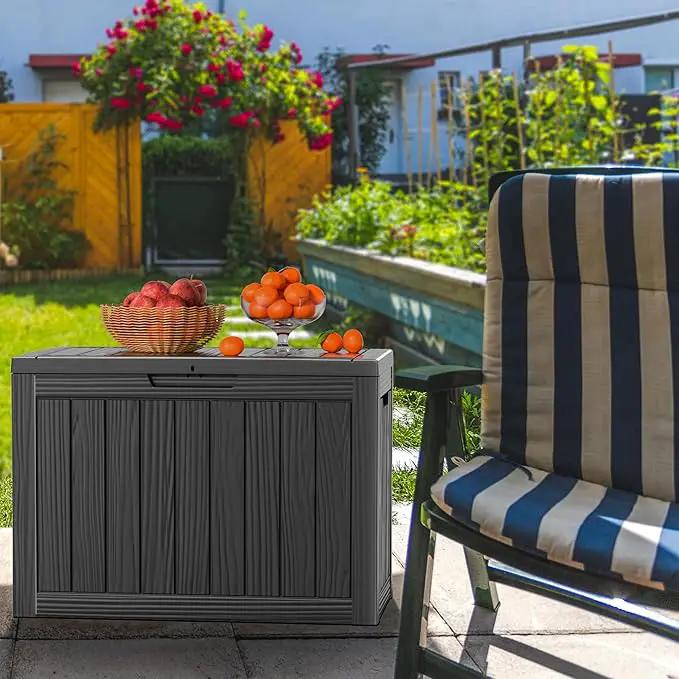 45 Gallon Waterproof Outdoor Storage Box,Resin Deck Box,Lockable Outside Storage Box Container for Patio Furniure,Garden,Tools (45 Gallon,Black), photo 6 of 8