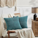 Fancy Homi 2 Packs Teal Decorative Throw Pillow Covers 20x20 Inch for Living Room Couch Bed Sofa, Rustic Farmhouse Boho Home Decor, Soft Corss Corduroy Patchwork Accent Square Cushion Case 50x50 cm by CozyNest Decor