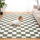 Super Soft Rug for Bedroom, 6x9 Ft Green and White Area Rug Classic Checkered Shaggy Anti-Skid High Pile Soft Fluffy Rug Fuzzy Carpet for Living Room Bedroom Kids Room Nursery, Dorm Home Decor by TinyTreasures Baby Boutique