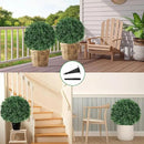 Artificial Boxwood Topiary Ball Tree with Ground Spike, Set of 2 Artificial Shrub Bushes, Fake Evergreen Tree for Porch, Artificial Plants for Outdoor Planters Indoor UV Resistant by CozyNest Decor