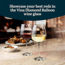 Libbey Vina Diamond Balloon Wine Glasses Set, Unique Angular Red Wine Glasses Set of 12, Large, Elegant Glass Wine Glasses for Celebratory Events by CozyNest Decor