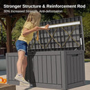 EAST OAK Outdoor Storage Box, 90 Gallon Deck Box, Waterproof Resin Storage Bin for Patio Cushions, Gardening Tools, Lockable, UV Resistant, Grey by GreenHaven Gardens