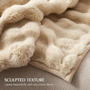 EVERGRACE Ultra Soft Luxury Fluffy Ridgeline Faux Rabbit Fur Throw Blanket, Thick Warm Bubble Throw for Bed, Cozy Plush Reversible Blankets for Couch, Chair, Sofa, Cream, 60x80 Inches, 870 GSM by CozyNest Decor