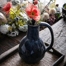 Blue Ceramic Vase with Big Handles, Modern Farmhouse Decor, Rustic Pottery for Flowers, Decorative Terracotta Centerpiece for Dining Table by GreenHaven Gardens