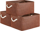 TheWarmHome Decorative Basket Rectangular Fabric Storage Bin Organizer Basket with Handles for Clothes Storage (Brown,Large-3Pack,15.7L*11.8W*8.3H) by TinyTreasures Baby Boutique
