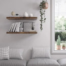 Floating Shelf, Set of 2 Wall Shelf, 24 in W x 12.75 in D x 2 in H Wooden Floating Wall Shelf with Invisible Brackets for Living Room/Bedroom/Bathroom/Kitchen Storage and Decor, Rustic Brown by CozyNest Decor