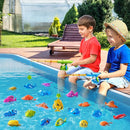 Magnetic Fishing Game Pool Toys for Kids 3-5, Water Table Bathtub Kiddie Party Toy with Pole Rod Net Plastic Floating Fish, Outdoor Toys for Kids Age 3 4 5 6 7 8 Year Old by TinyTreasures Baby Boutique